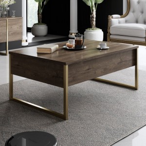 Клуб маса Luxe - Walnut, Gold