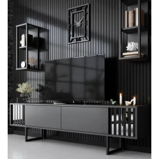 ТВ комода + ѕидни полици Chrome Line - Anthracite, Black