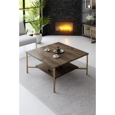 Клуб маса Gold Line - Walnut, Gold