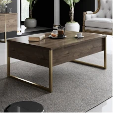 Клуб маса Luxe - Walnut, Gold