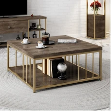 Kлуб маса Zenn - Walnut, Gold
